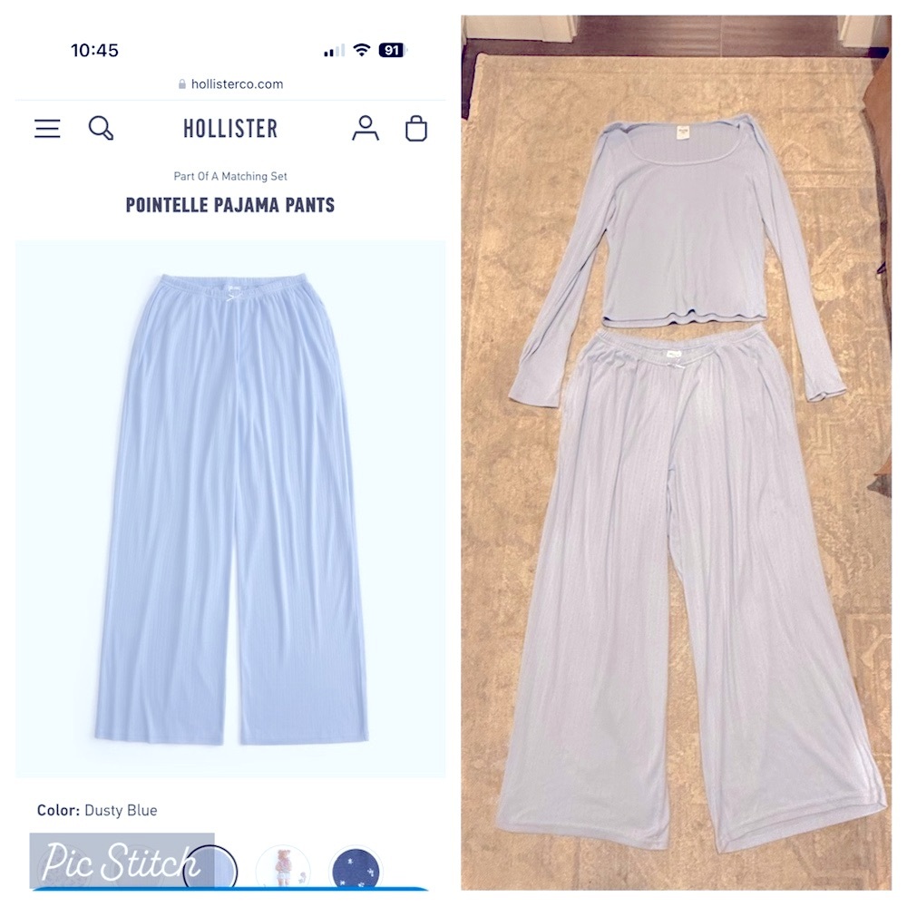 Hollister Pointelle Dusty Blue Pajama Set